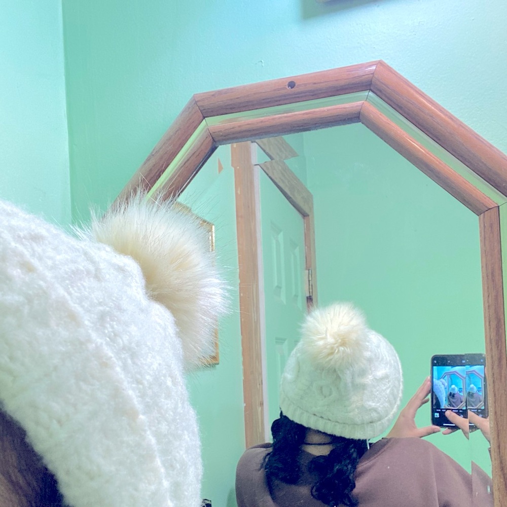 Fluffy Pom beanie